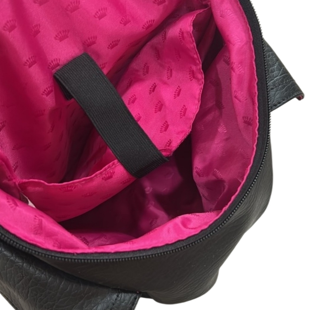 Vintage Juicy Couture Black Backpack With a Gold Crown Accent Pink Interior EUC - Picture 3 of 8